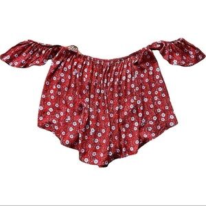 Elodie Off The Shoulder Floral Red Top | L